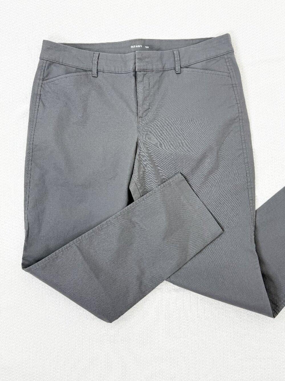 Old Navy Pixie Chino Pants Womens 12 Gray Slate Straight Leg Mid Rise Dress Pant